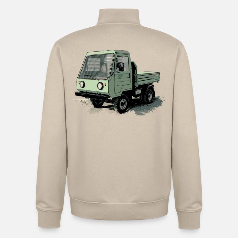 Camion MULTICAR DDR - Sweat zippé unisexe en coton bio Stanley/Stella - beige crème