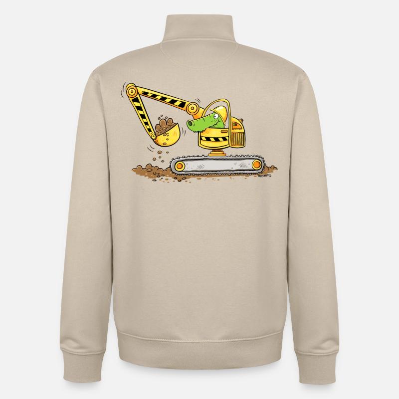Bagger Mit Krokodil Baustelle Baggerfahrer Jungen - Unisex Organic Zip Sweatshirt von Stanley/Stella - Cremebeige