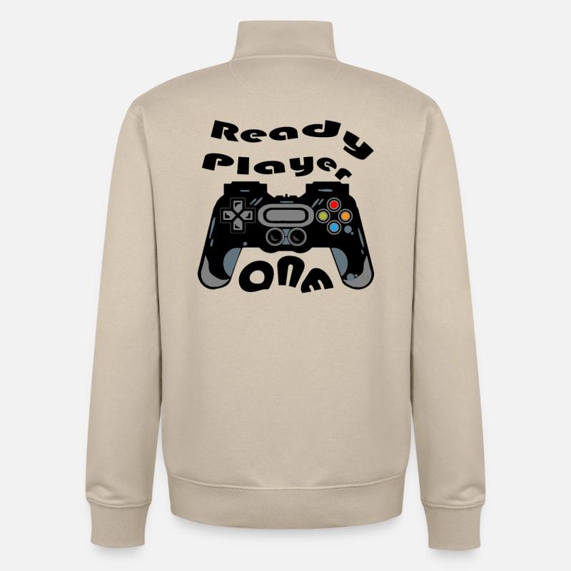 Silhouette de manette rétro - Sweat zippé unisexe en coton bio Stanley/Stella - beige crème