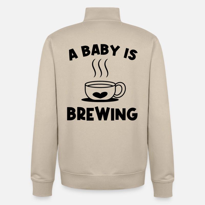 Grossesse Bébé Ventre Grossesse Déclaration Bébé - Sweat zippé unisexe en coton bio Stanley/Stella - beige crème