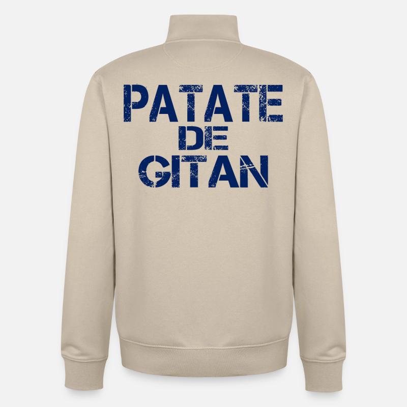 Patate GITAN bleu - Sweat zippé unisexe en coton bio Stanley/Stella - beige crème