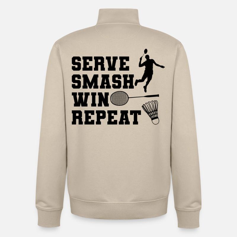 Servir Smash Win Repeat - Sweat zippé unisexe en coton bio Stanley/Stella - beige crème