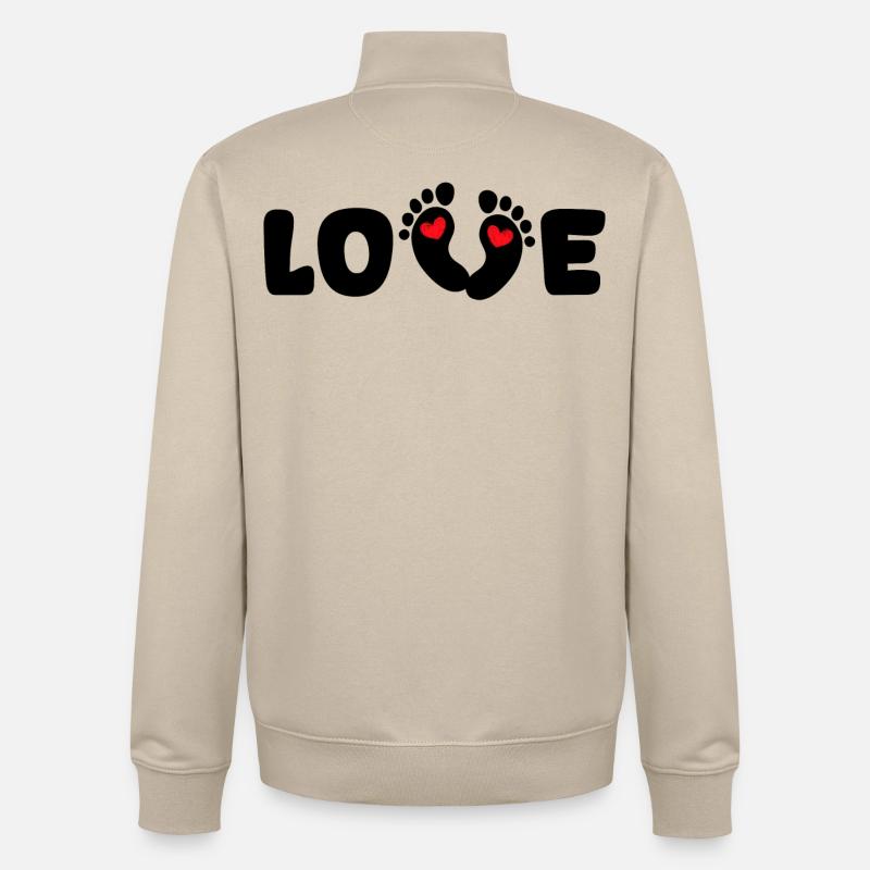 Enceinte Coeur Bébé Pieds Grossesse Mère - Sweat zippé unisexe en coton bio Stanley/Stella - beige crème