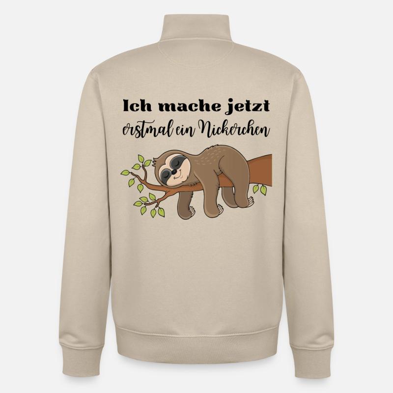 Ich mache jetzt erstmal ein Nickerchen - Unisex Organic Zip Sweatshirt von Stanley/Stella - Cremebeige