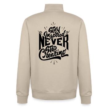 Stay inspired never stop creating - Unisex Organic Zip Sweatshirt von Stanley/Stella - Cremebeige - Hinten - AI Model Male 185 dark (185cm)