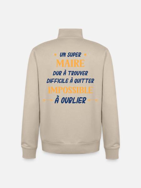 Un super Maire - Sweat zippé unisexe en coton bio Stanley/Stella - beige crème