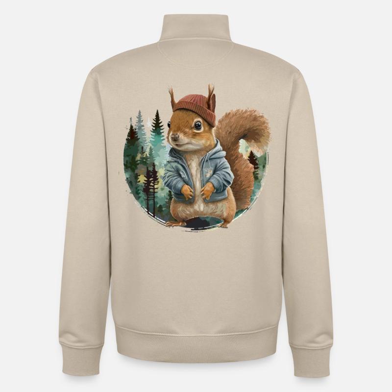 Écureuil mignon - Sweat zippé unisexe en coton bio Stanley/Stella - beige crème