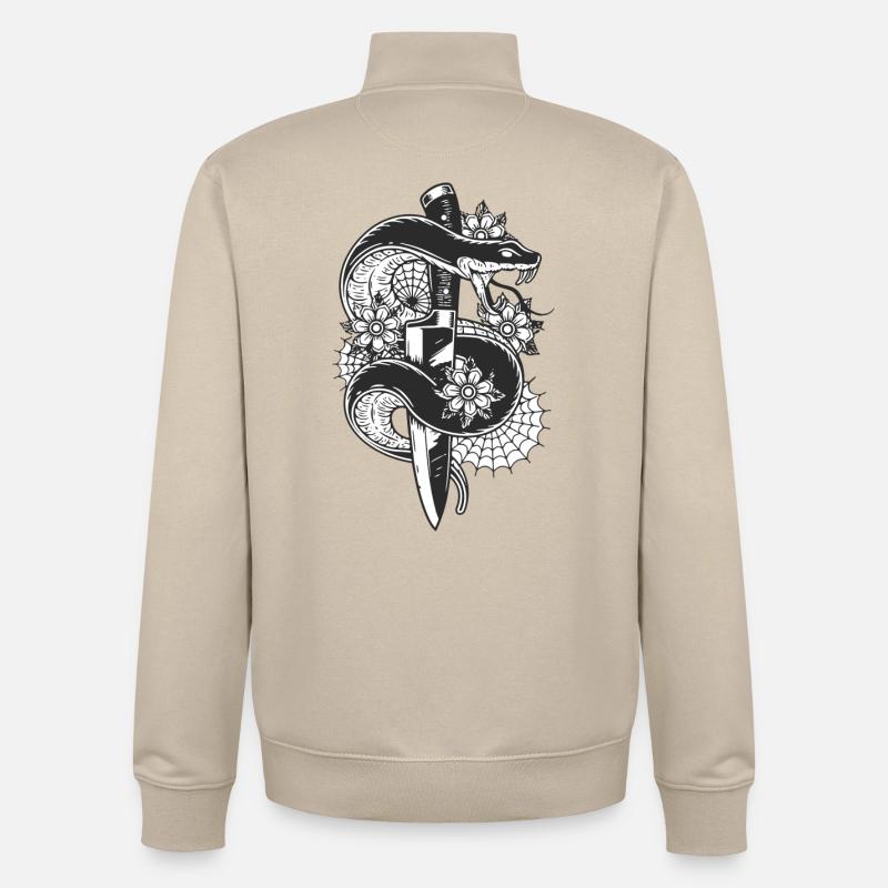 serpent agressif avec couteau - Sweat zippé unisexe en coton bio Stanley/Stella - beige crème
