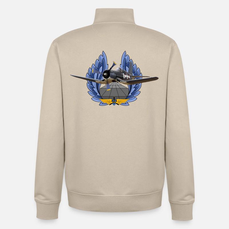 F4U Corsair - Sweat zippé unisexe en coton bio Stanley/Stella - beige crème
