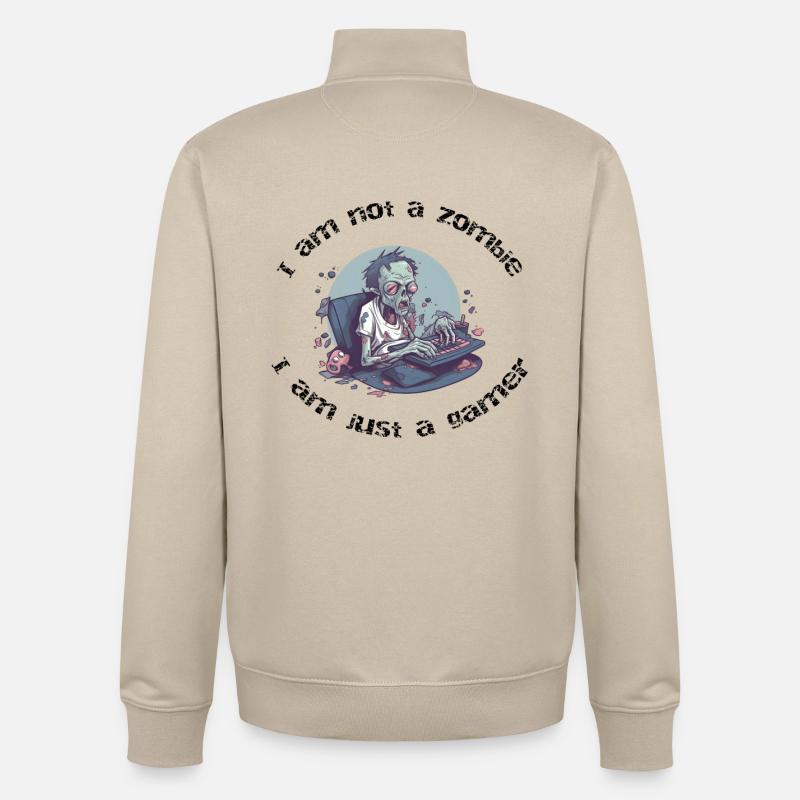 Zombie sur PC Rétro Gaming - Sweat zippé unisexe en coton bio Stanley/Stella - beige crème
