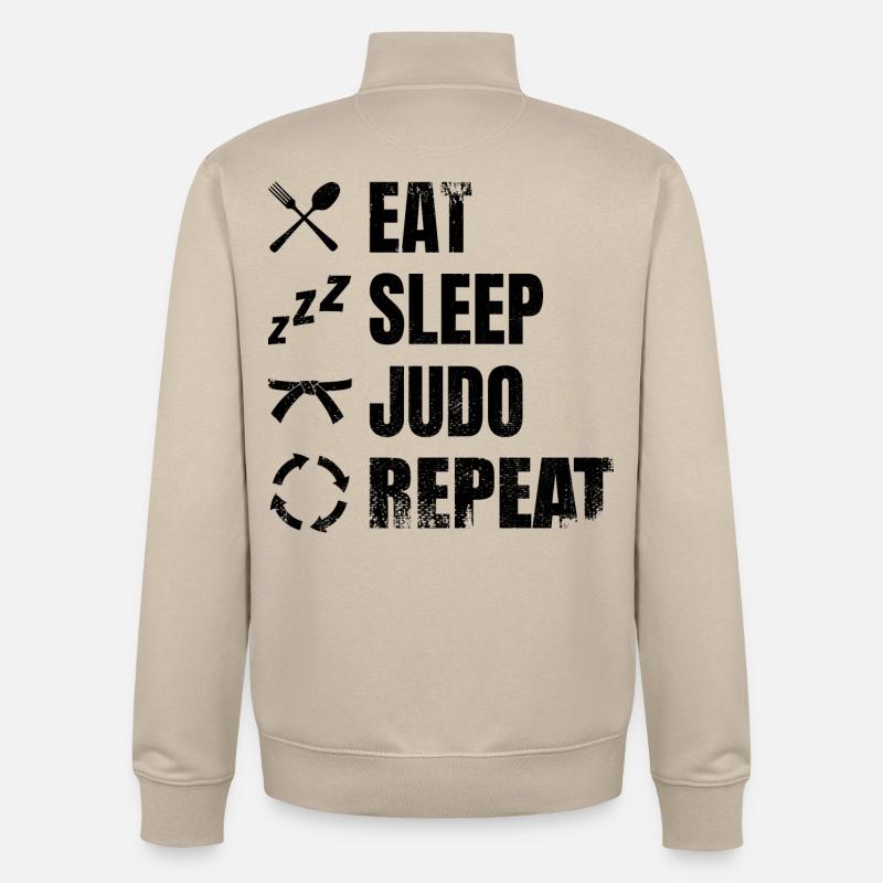 Manger Dormir Judo Répéter - Sweat zippé unisexe en coton bio Stanley/Stella - beige crème
