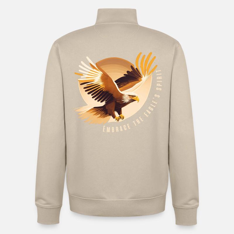 Eagle Soaring with Inspirational Quote - Unisex Organic Zip Sweatshirt by Stanley/Stella - desert dust