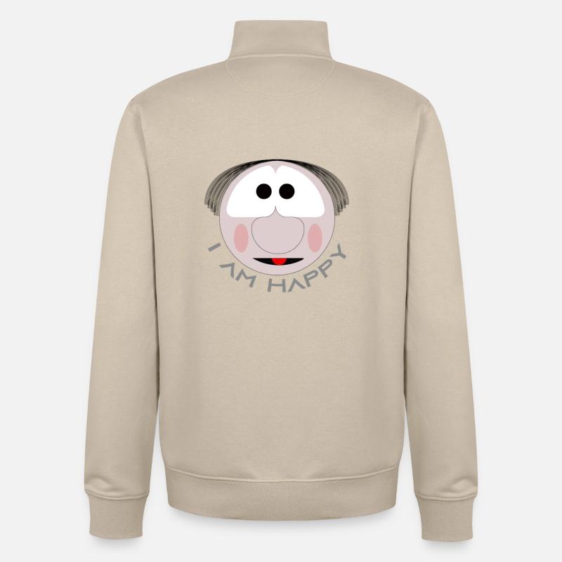 Glücklich - Unisex Organic Zip Sweatshirt von Stanley/Stella - Cremebeige