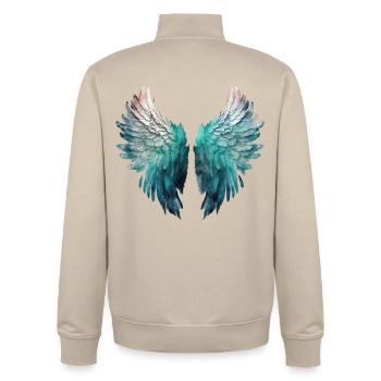 Ailes d'Ange Aquatiques Peintes - Sweat zippé unisexe en coton bio Stanley/Stella - beige crème - Dos - AI Model Male 185 dark (185cm)