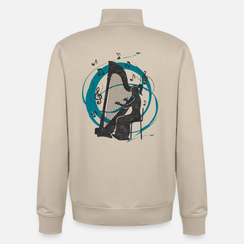 Sons de harpe - Sweat zippé unisexe en coton bio Stanley/Stella - beige crème