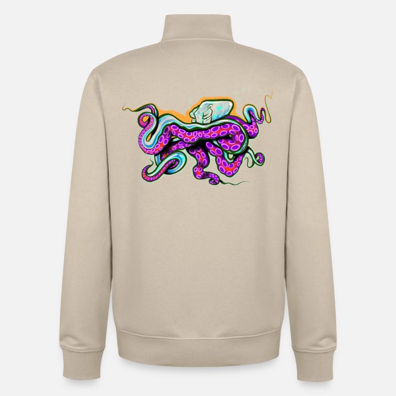 Pieuvre - Sweat zippé unisexe en coton bio Stanley/Stella - beige crème