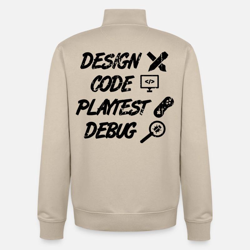 Débogage Playtest de code de conception - Sweat zippé unisexe en coton bio Stanley/Stella - beige crème