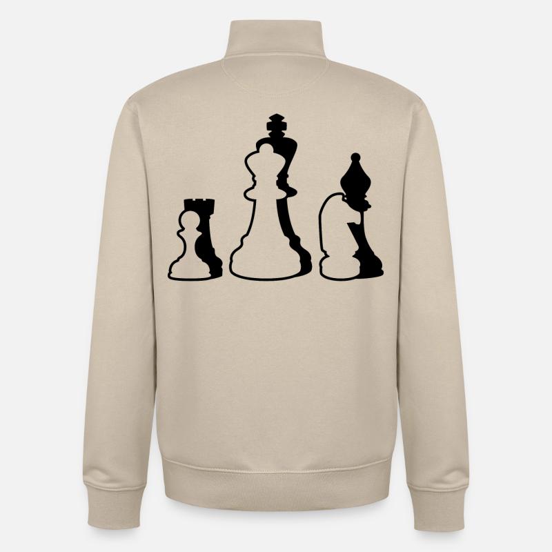 Échecs - Sweat zippé unisexe en coton bio Stanley/Stella - beige crème
