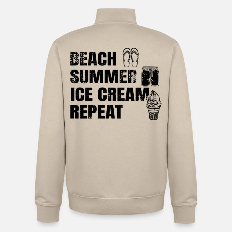 Plage Été Crème glacée Répétition - Sweat zippé unisexe en coton bio Stanley/Stella - beige crème