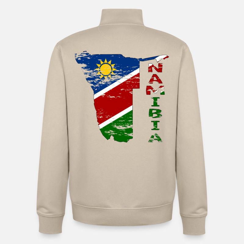 Namibie Carte Drapeau utilisé - Sweat zippé unisexe en coton bio Stanley/Stella - beige crème