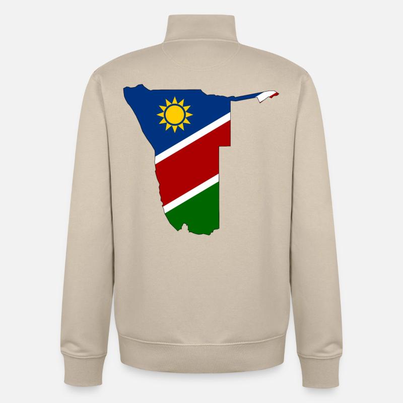 Namibia flag map - Unisex Organic Zip Sweatshirt by Stanley/Stella - desert dust
