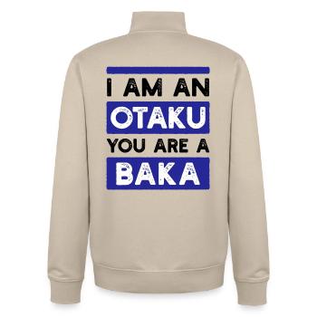Déclaration d’anime Japon Cartoon Manga Comic - Sweat zippé unisexe en coton bio Stanley/Stella - beige crème - Dos - AI Model Male 185 dark (185cm)