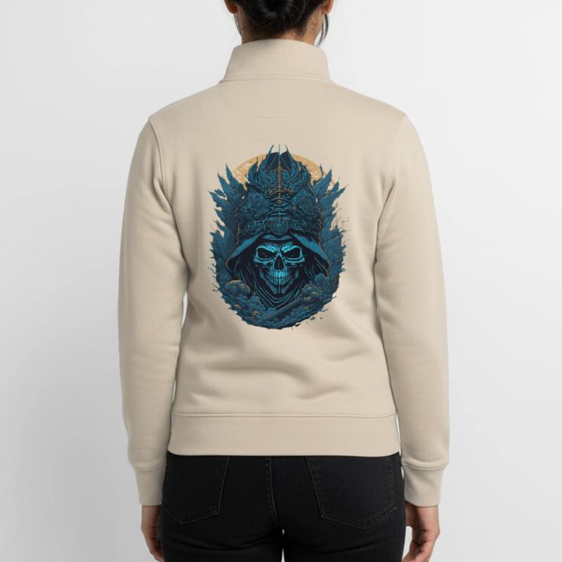 Blauer Samurai Skelett Schädel - Blauer Samurai Schädel Unisex Organic Zip Sweatshirt von Stanley/Stella