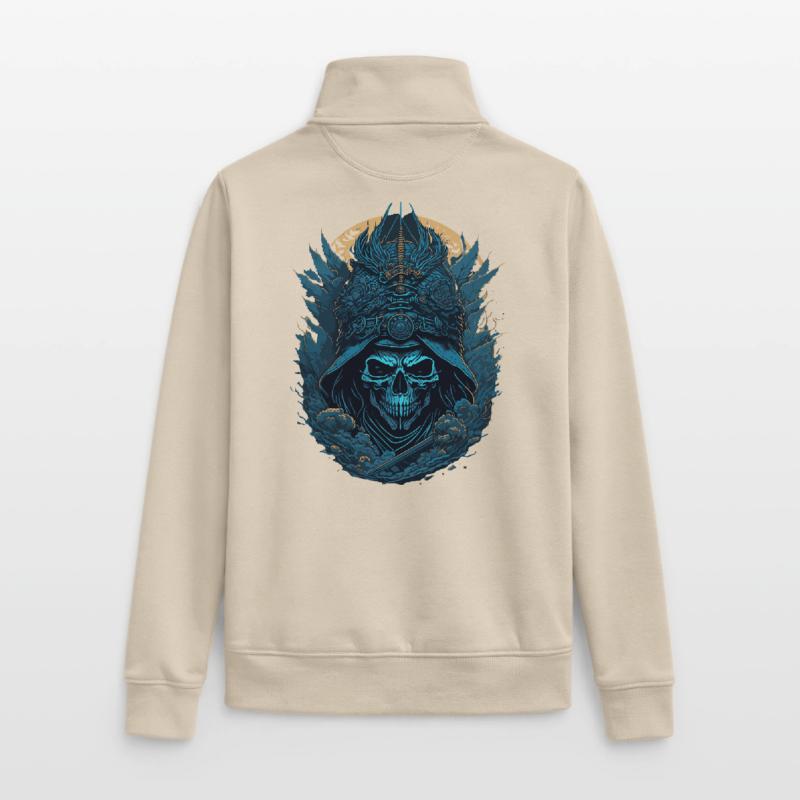 Blauer Samurai Skelett Schädel - Blauer Samurai Schädel Unisex Organic Zip Sweatshirt von Stanley/Stella