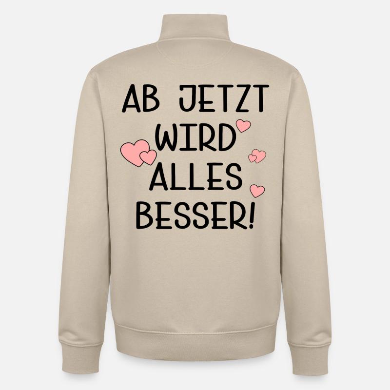 TRANSFORMATION BESSER WERDEN - Unisex Organic Zip Sweatshirt von Stanley/Stella - Cremebeige