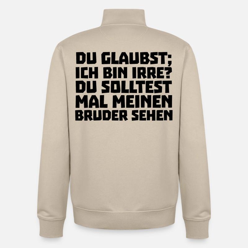Geschwister Statement Bruderherz Bruder Bro - Unisex Organic Zip Sweatshirt von Stanley/Stella - Cremebeige