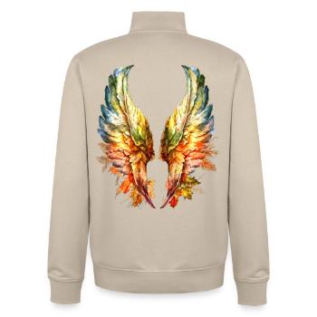 Ailes d'Ange Feuilles d'Automne Angelwings - Sweat zippé unisexe en coton bio Stanley/Stella - beige crème - Dos - AI Model Male 185 dark (185cm)