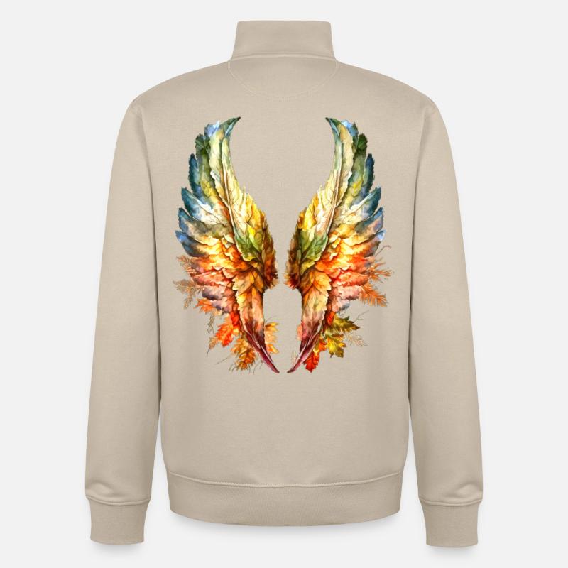 Ailes d'Ange Feuilles d'Automne Angelwings - Sweat zippé unisexe en coton bio Stanley/Stella - beige crème