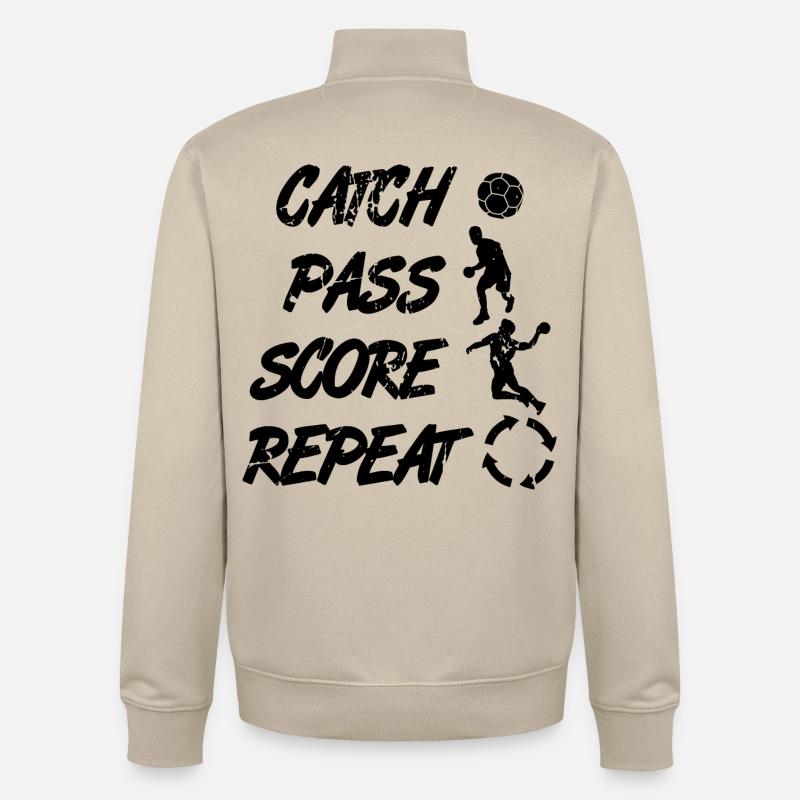 Catch, Pass, Repeat, Points - Unisex Organic Zip Sweatshirt by Stanley/Stella - desert dust