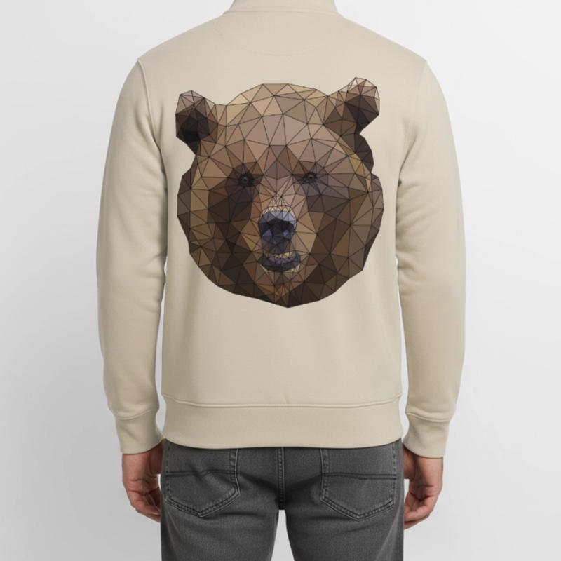 Polygonal Brown Bear Triangular Low Poly Art Unisex Organic Zip Sweatshirt by Stanley/Stella