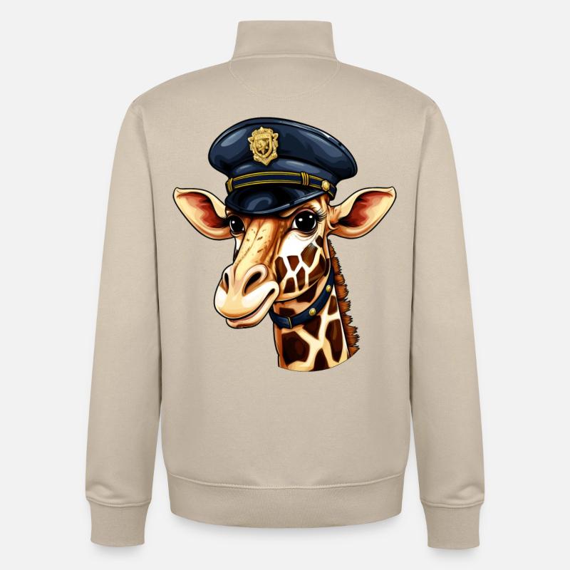 Girafe Policière - Sweat zippé unisexe en coton bio Stanley/Stella - beige crème