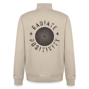Positivität ausstrahlen moderner distressed Stil - Unisex Organic Zip Sweatshirt von Stanley/Stella - Cremebeige - Hinten - AI Model Male 185 dark (185cm)
