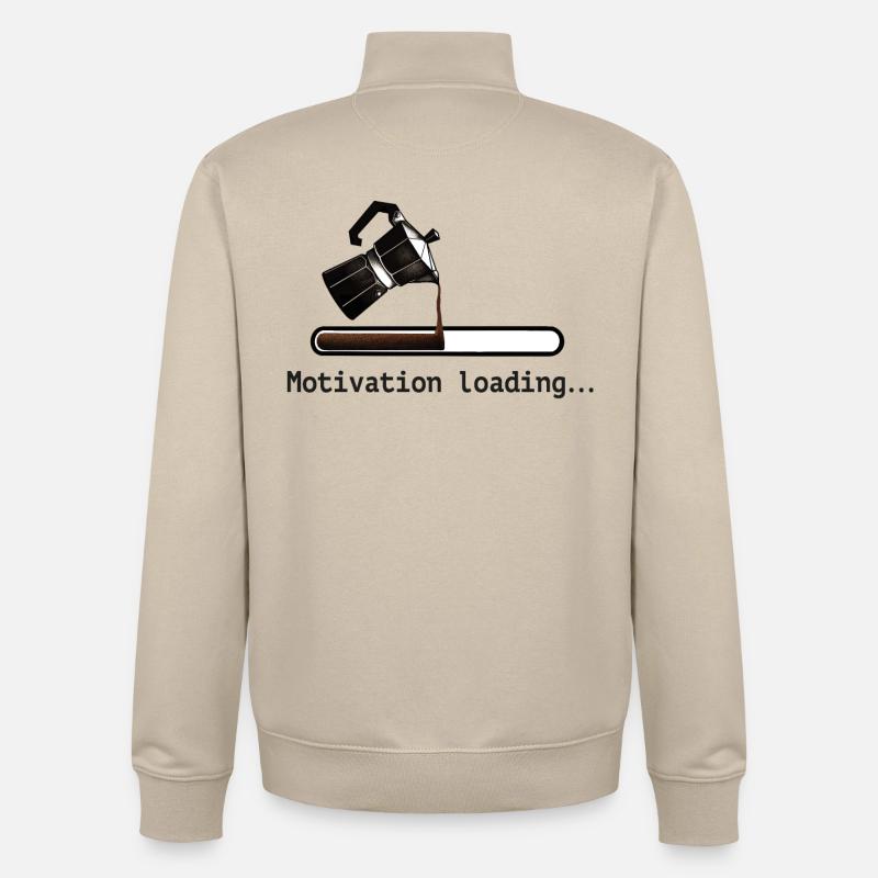 Coffee coffee pot motivation loading - Unisex Organic Zip Sweatshirt by Stanley/Stella - desert dust