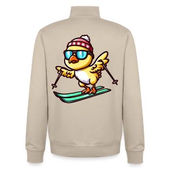 Poussins de poulet sur des skis - Cuter - Sweat zippé unisexe en coton bio Stanley/Stella - beige crème - Dos - AI Model Male 185 dark (185cm)