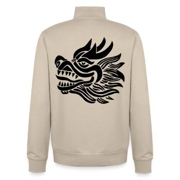 Tête de dragon chinois (noir) - Sweat zippé unisexe en coton bio Stanley/Stella - beige crème - Dos - AI Model Male 185 dark (185cm)