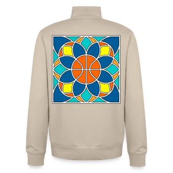 Mandala de basket-ball - Sweat zippé unisexe en coton bio Stanley/Stella - beige crème - Dos - AI Model Male 185 dark (185cm)