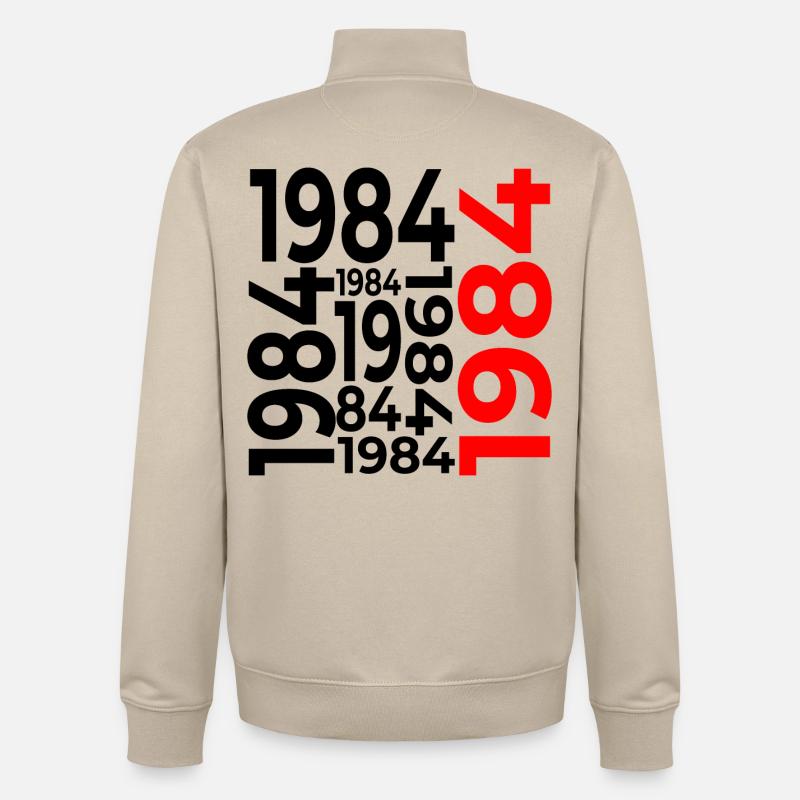 42e anniversaire 1984 - Sweat zippé unisexe en coton bio Stanley/Stella - beige crème