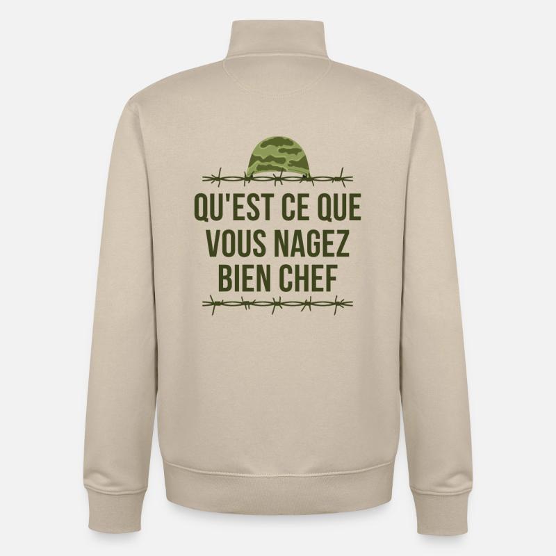 Tassin, 7ème compagnie, Chaudard - Sweat zippé unisexe en coton bio Stanley/Stella - beige crème