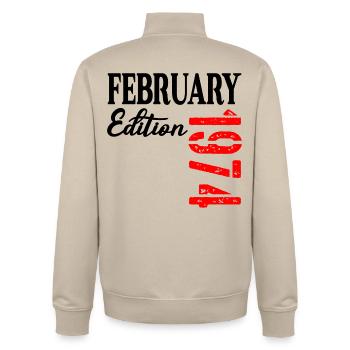 53 years old - Birthday February 1974 - Unisex Organic Zip Sweatshirt by Stanley/Stella - desert dust - Back - AI Model Male 185 dark (185cm)