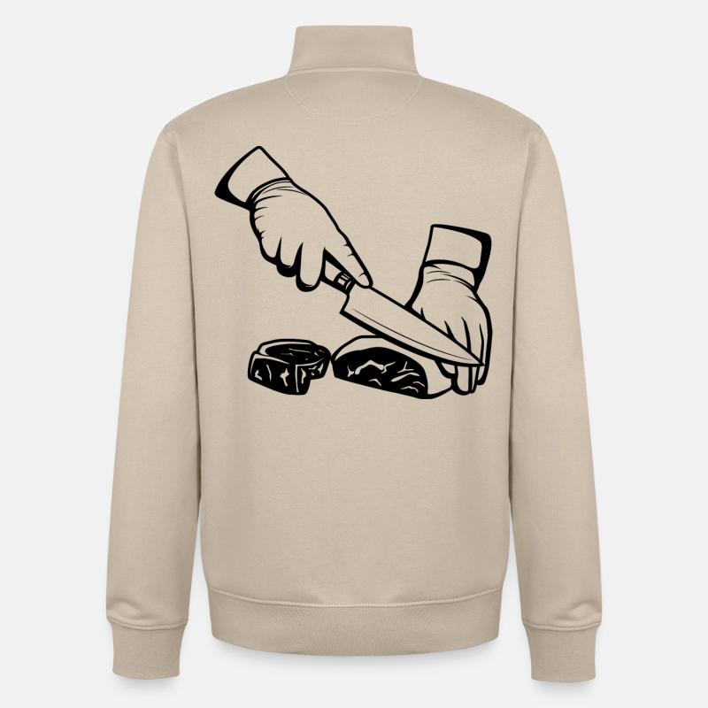 Fleisch schneiden - Unisex Organic Zip Sweatshirt von Stanley/Stella - Cremebeige
