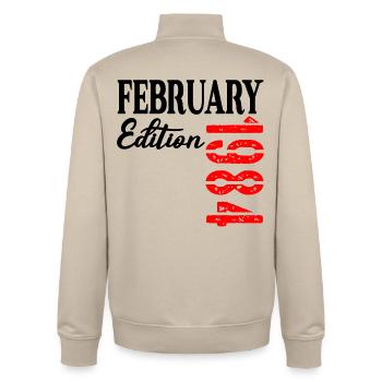 42. Geburtstag Februar 1984 - Unisex Organic Zip Sweatshirt von Stanley/Stella - Cremebeige - Hinten - AI Model Male 185 dark (185cm)
