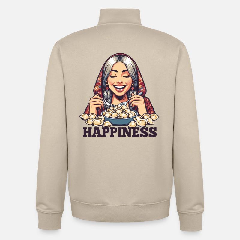 Pelmeni Glück Geschenk - Unisex Organic Zip Sweatshirt von Stanley/Stella - Cremebeige