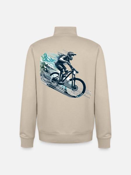 MTB Mountain Biking Downhill Gift - Unisex Organic Zip Sweatshirt by Stanley/Stella - desert dust