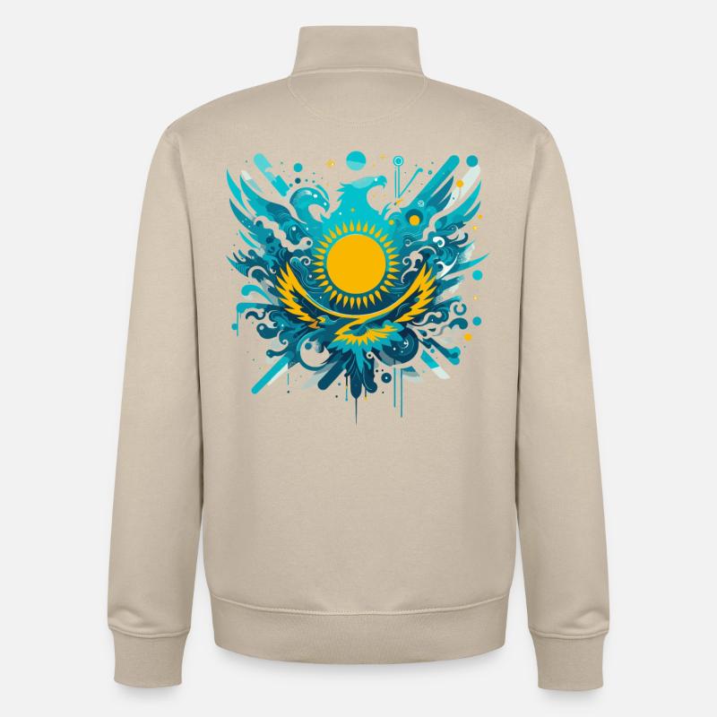 Kasachstan kunstvoll Geschenk - Unisex Organic Zip Sweatshirt von Stanley/Stella - Cremebeige