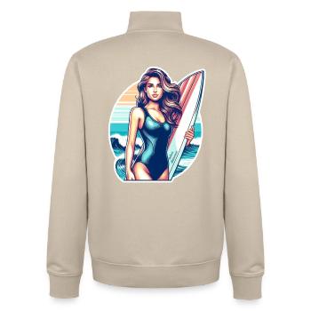 Girl Sport Surf 2 - Unisex Organic Zip Sweatshirt by Stanley/Stella - desert dust - Back - AI Model Male 185 dark (185cm)