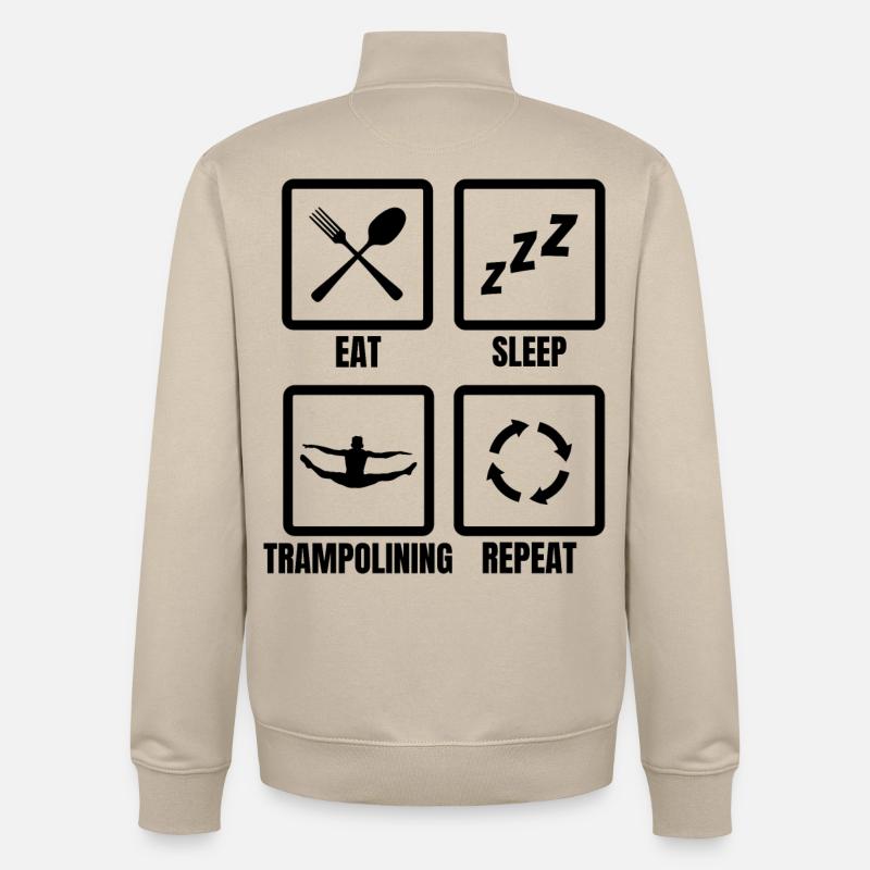 Manger, dormir, répéter le trampoline - Sweat zippé unisexe en coton bio Stanley/Stella - beige crème
